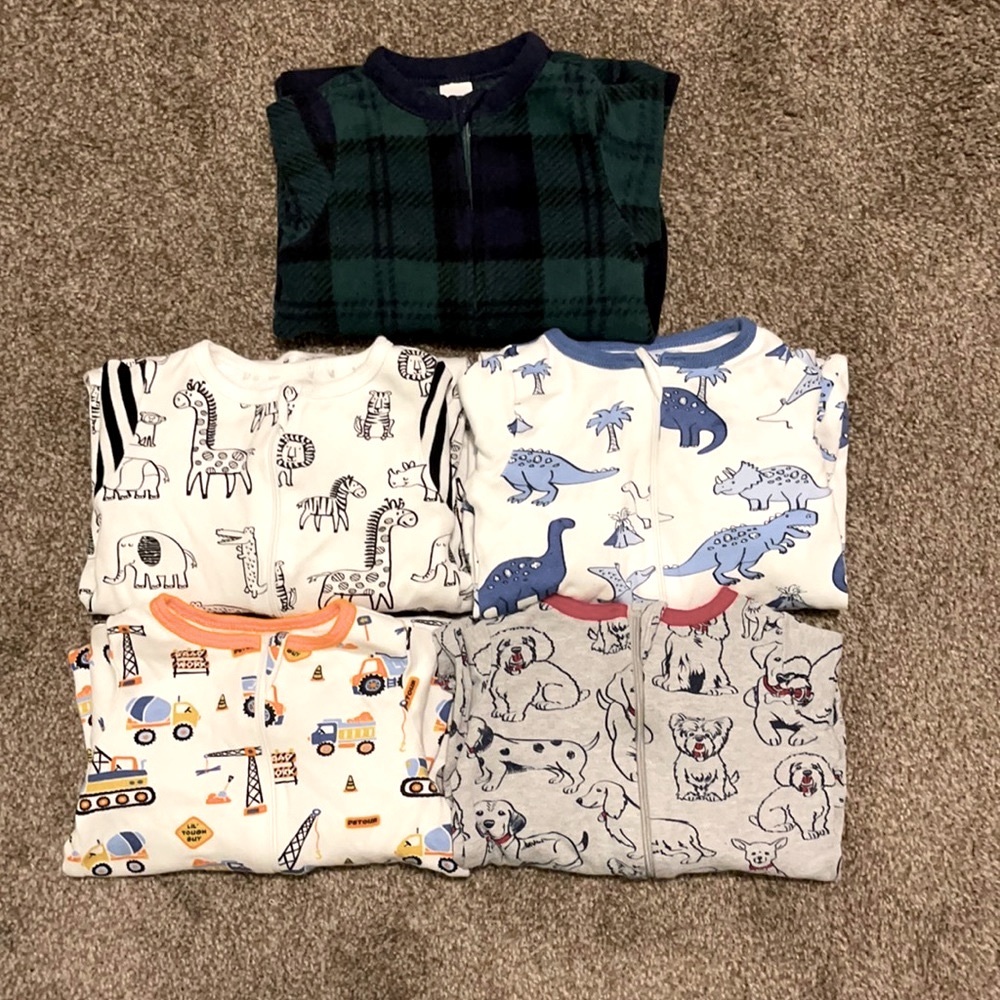 Baby boy onesies with footsies.